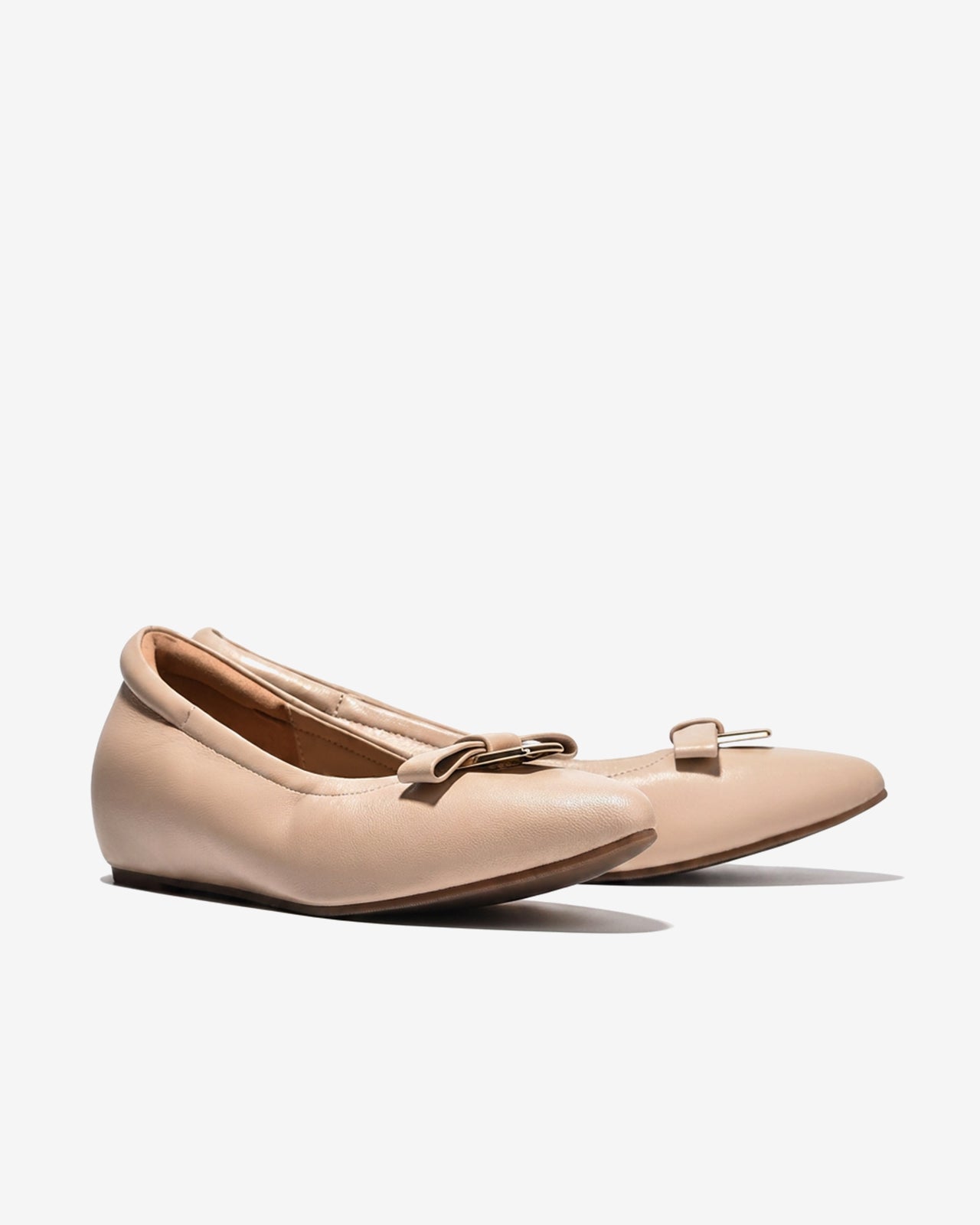 Giày Búp Bê Zuciani Mũi Nhọn Khóa Nơ-GSD05-Kem Color2