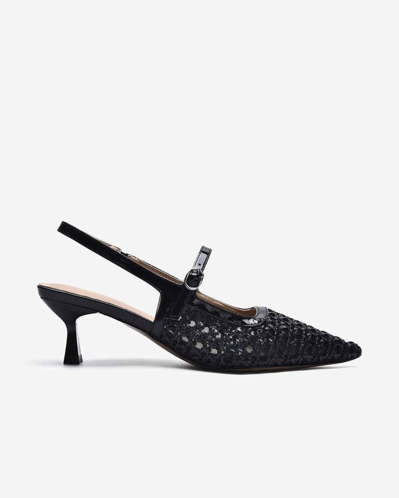Giày Slingback Cao Gót Zucia Đan Lưới-GTH88-Đen Color2First
