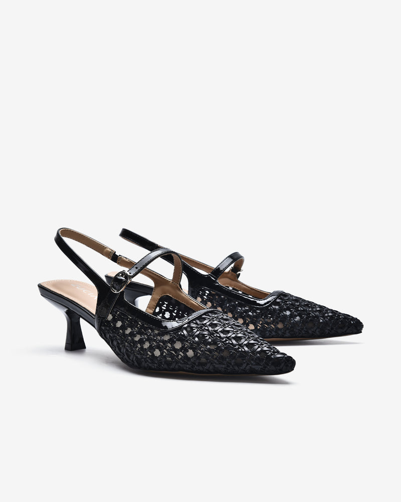 Giày Slingback Cao Gót Zucia Đan Lưới-GTH88-Đen Color2