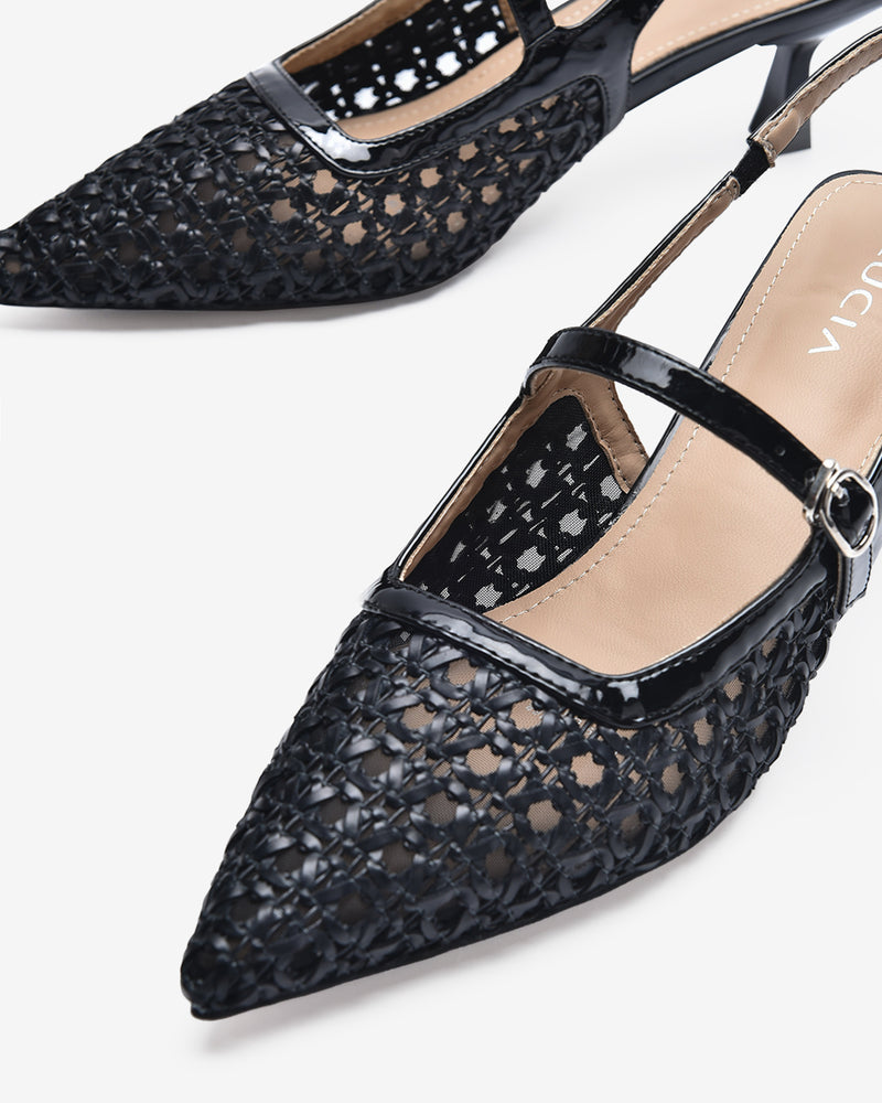Giày Slingback Cao Gót Zucia Đan Lưới-GTH88-Đen Color2