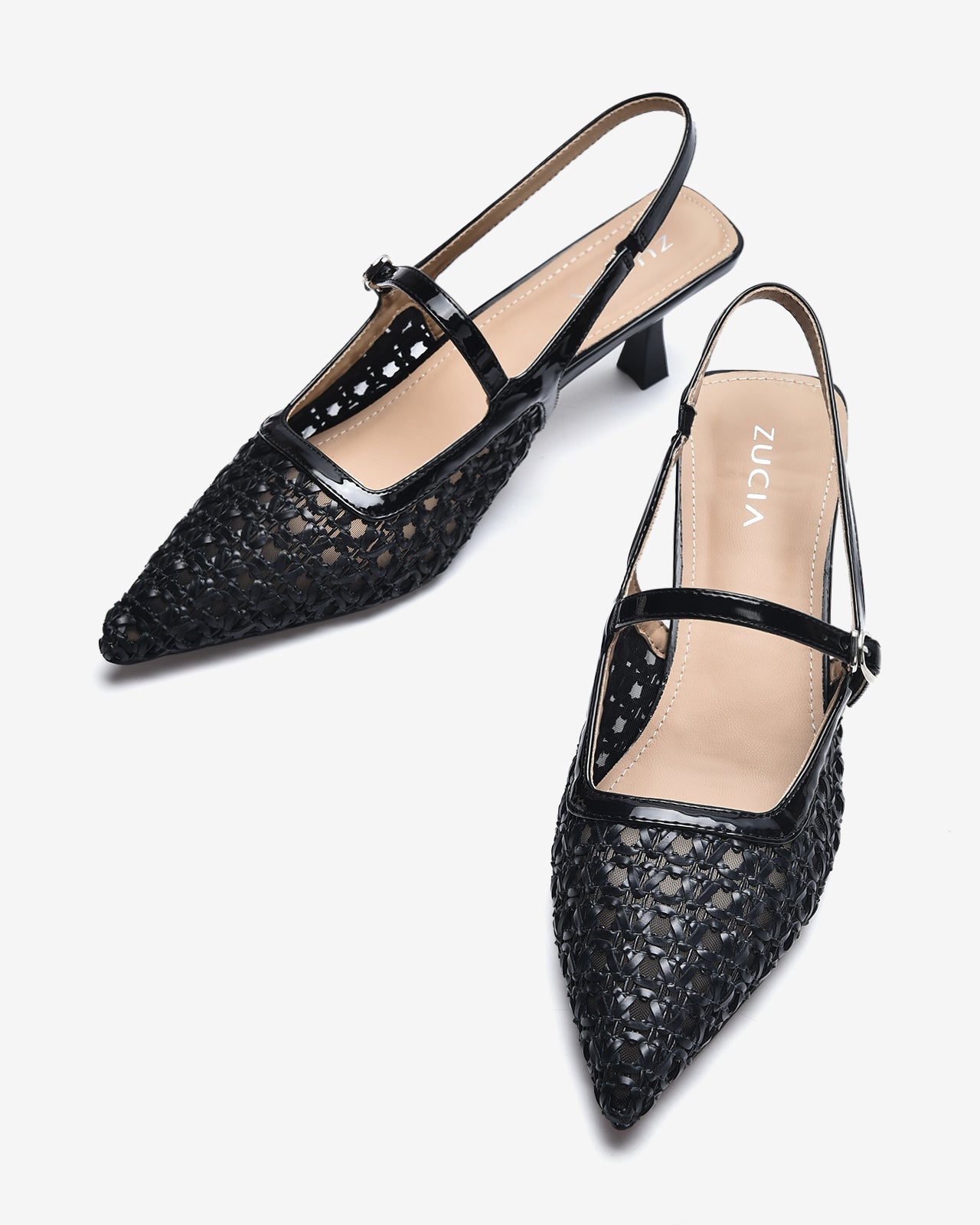 Giày Slingback Cao Gót Zucia Đan Lưới-GTH88-Đen Color2