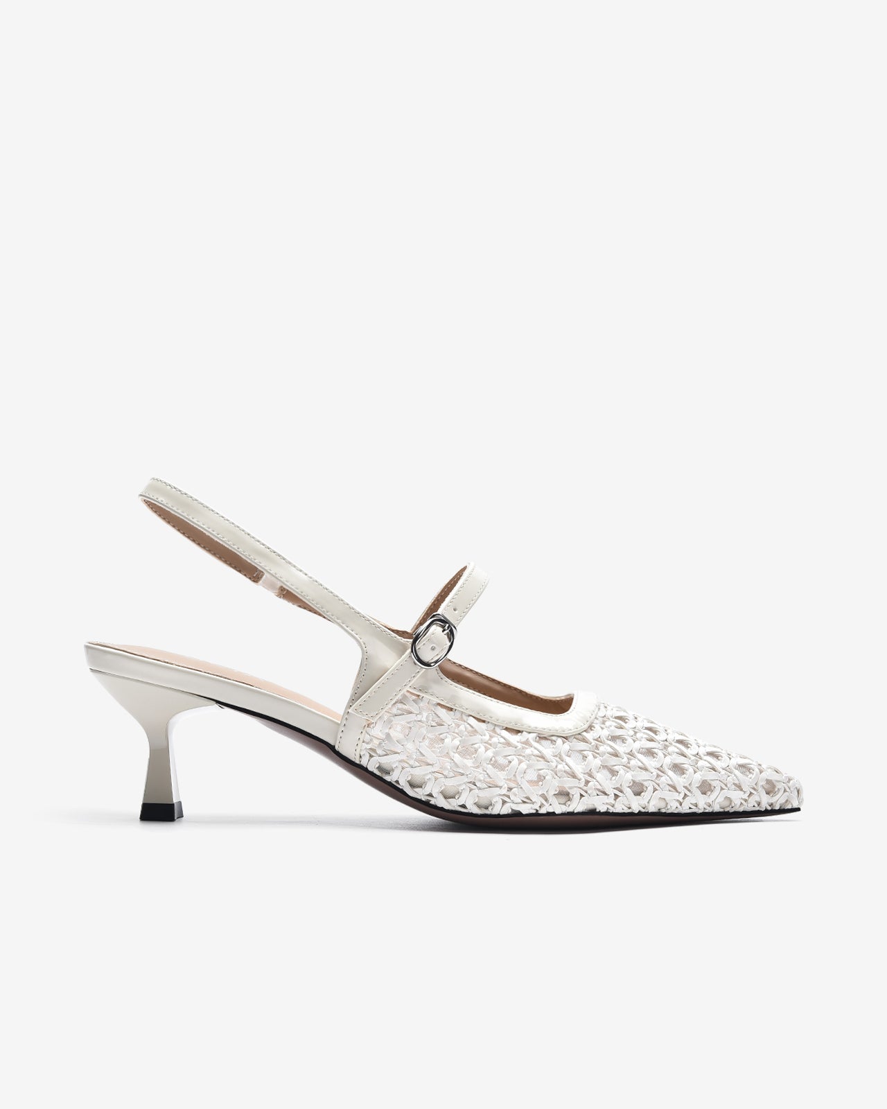 Giày Slingback Cao Gót Zucia Đan Lưới-GTH88-Trắng Color2First