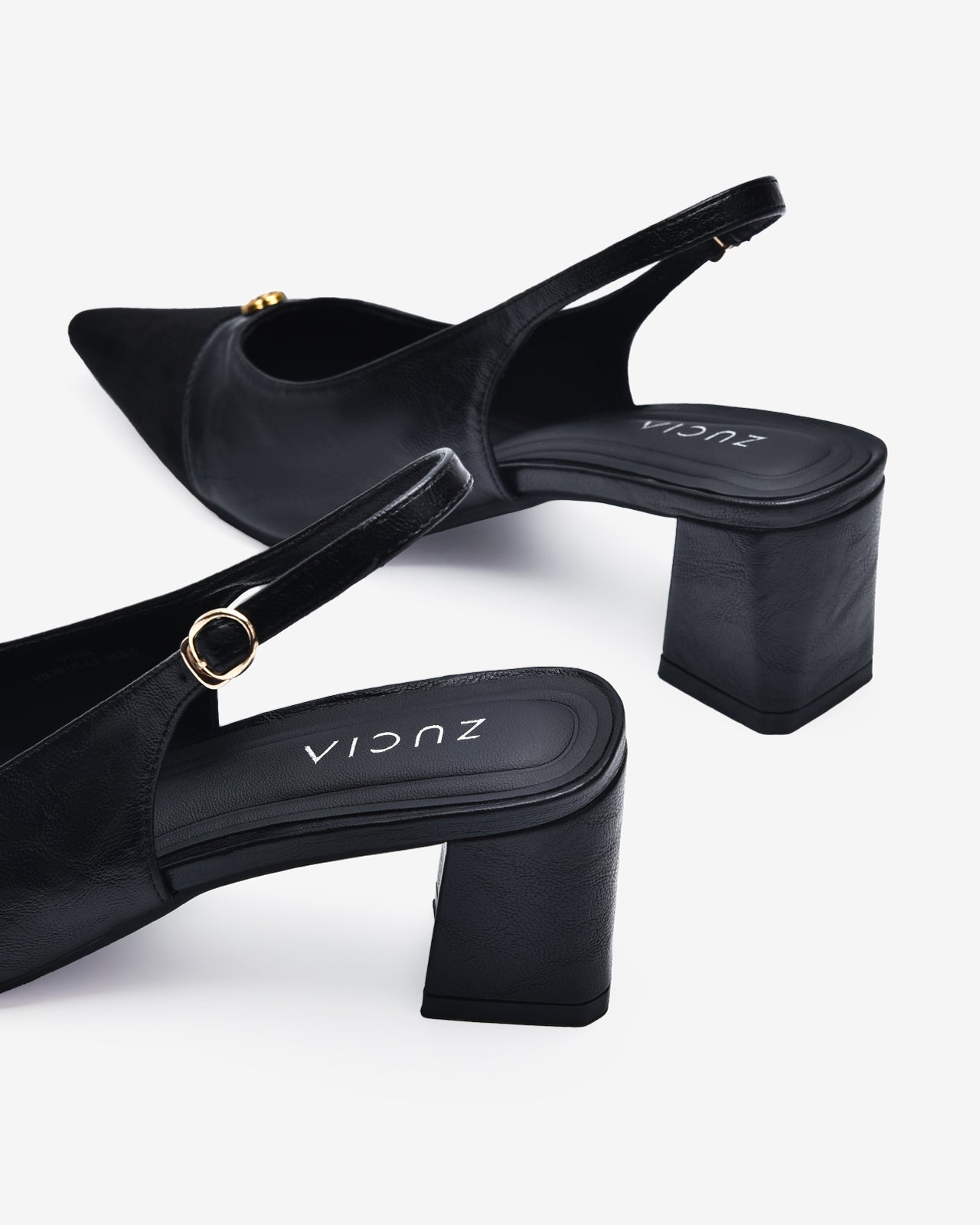 Giày Slingback Cao Gót Zucia Da Phối Đế 7CM-GTH89-Đen Color2