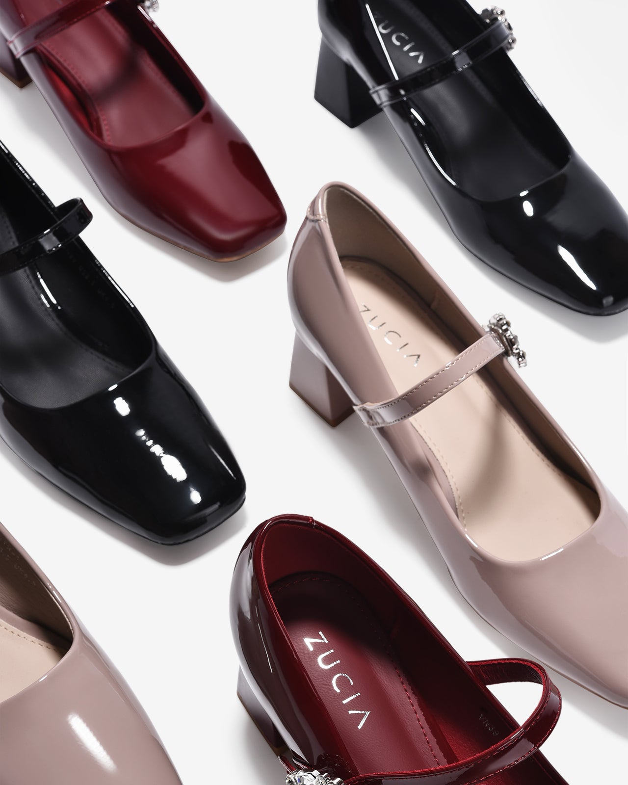 Giày Cao Gót Zucia Mary Jane Đính Đá-GTH91-Đỏ Color3