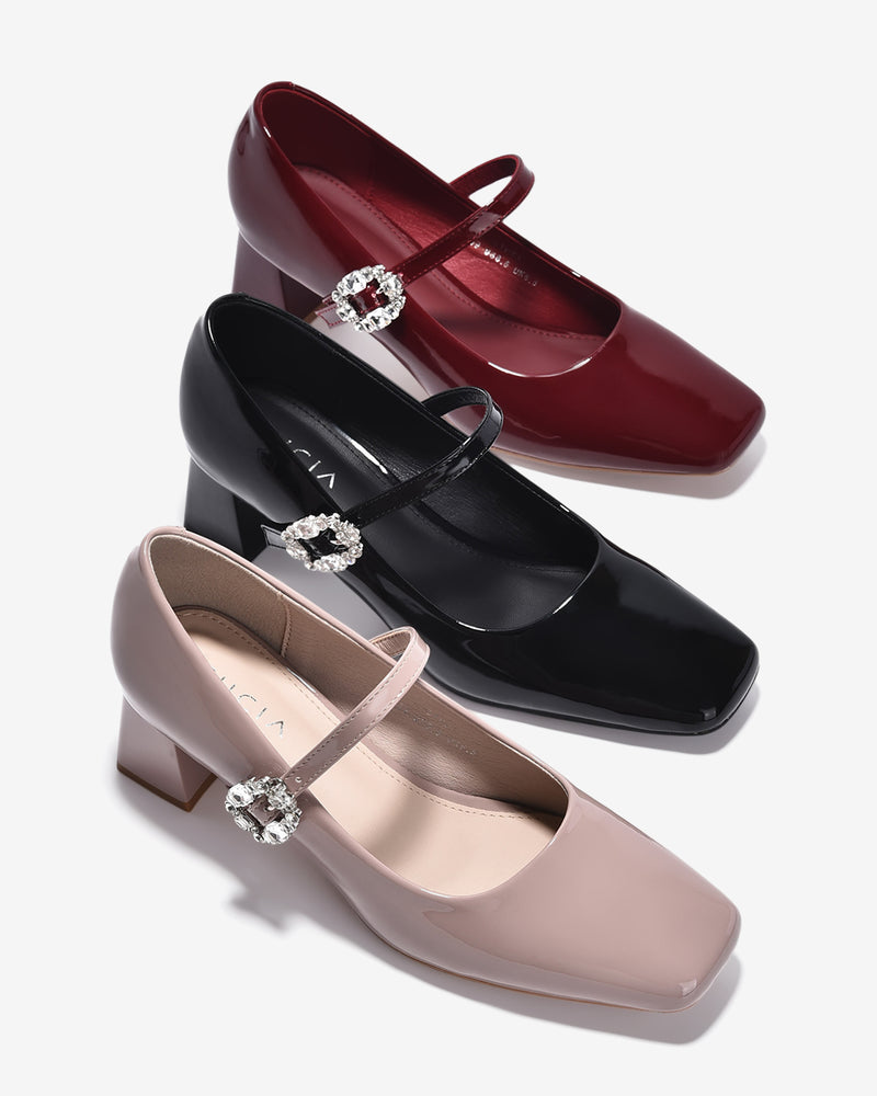 Giày Cao Gót Zucia Mary Jane Đính Đá-GTH91-Hồng Color2