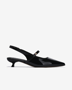 Giày Slingback Cao Gót Zucia Da Bóng Gót Kitten Heel-GTH96Đen Color1First