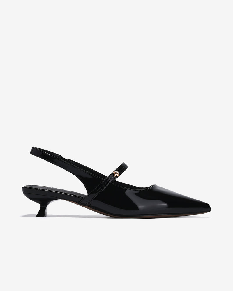 Giày Slingback Cao Gót Zucia Da Bóng Gót Kitten Heel-GTH96Đen Color1First
