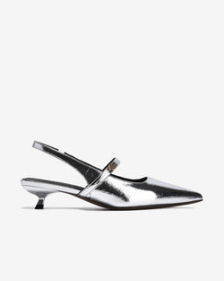 Giày Slingback Cao Gót Zucia Da Bóng Gót Kitten Heel-GTH96-Xám Color1First