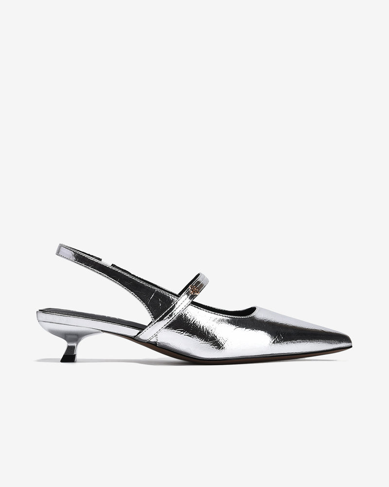 Giày Slingback Cao Gót Zucia Da Bóng Gót Kitten Heel-GTH96-Xám Color2First