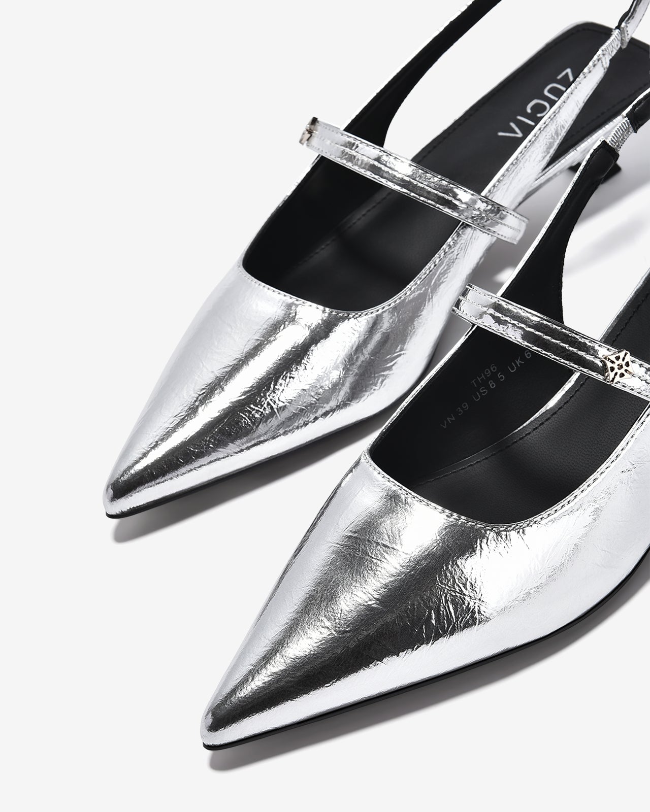 Giày Slingback Cao Gót Zucia Da Bóng Gót Kitten Heel-GTH96-Xám Color2