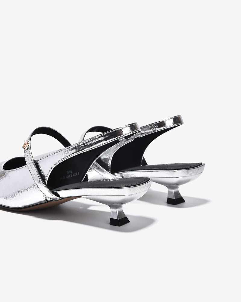 Giày Slingback Cao Gót Zucia Da Bóng Gót Kitten Heel-GTH96-Xám Color2