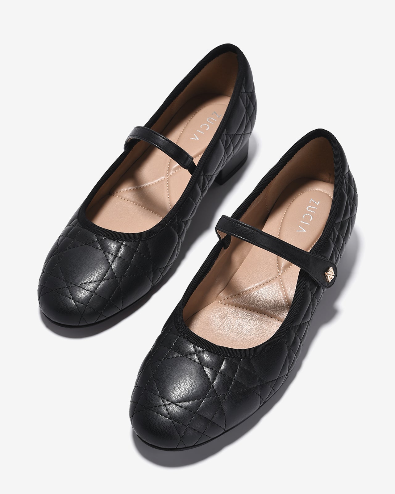 Giày Cao Gót Zucia Chần Bông Quai Ngang Dán-GTH97-Đen Color1