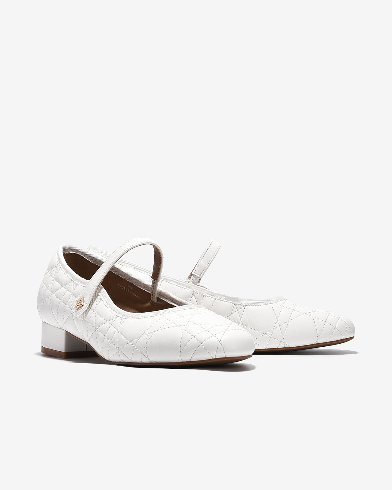 Giày Cao Gót Zucia Chần Bông Quai Ngang Dán-GTH97-Trắng Color1