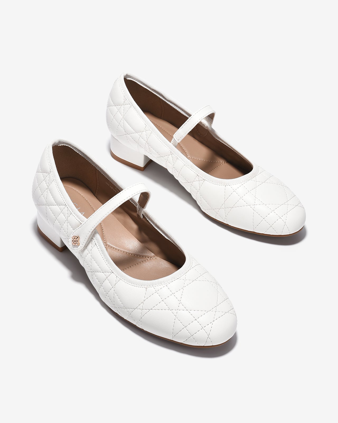 Giày Cao Gót Zucia Chần Bông Quai Ngang Dán-GTH97-Trắng Color2