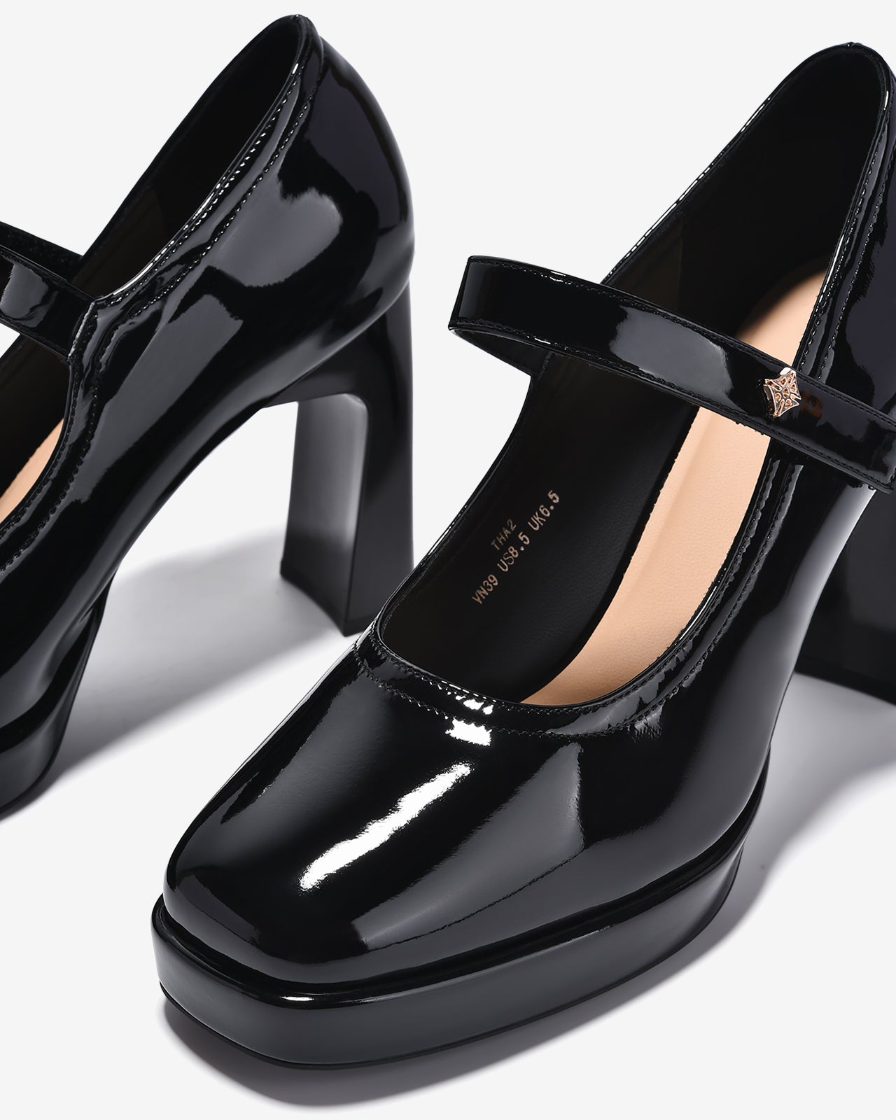 Giày Cao Gót Mary Jane Zucia Da Bóng 10cm-GTHA2-Đen Bóng Color1