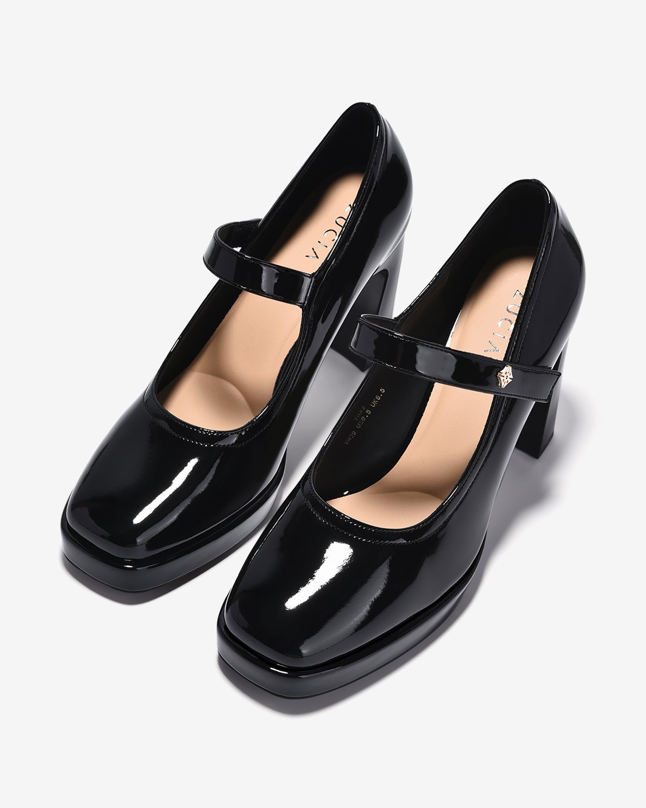 Giày Cao Gót Mary Jane Zucia Da Bóng 10cm-GTHA2-Đen Bóng Color1