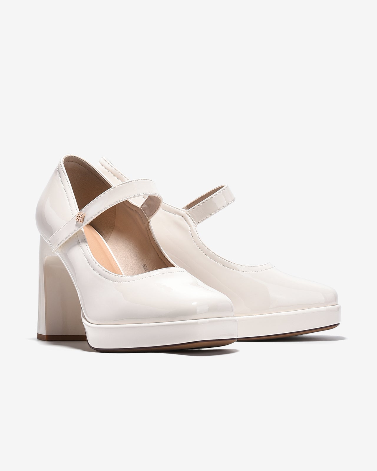 Giày Cao Gót Mary Jane Zucia Da Bóng 10cm-GTHA2-Kem Bóng Color2