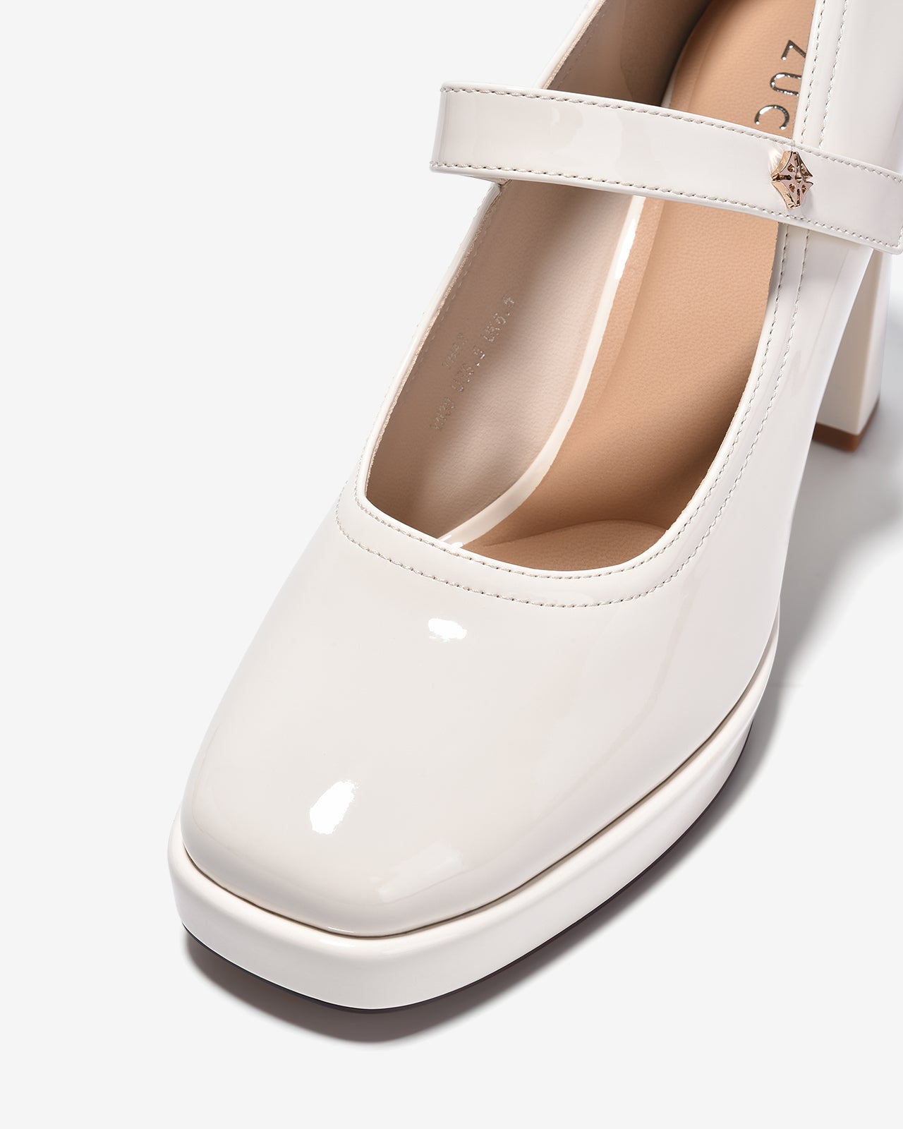 Giày Cao Gót Mary Jane Zucia Da Bóng 10cm-GTHA2-Kem Bóng Color2