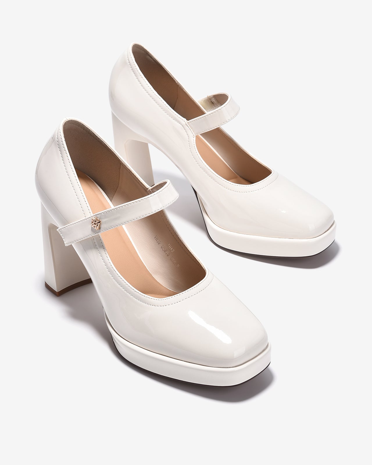 Giày Cao Gót Mary Jane Zucia Da Bóng 10cm-GTHA2-Kem Bóng Color2