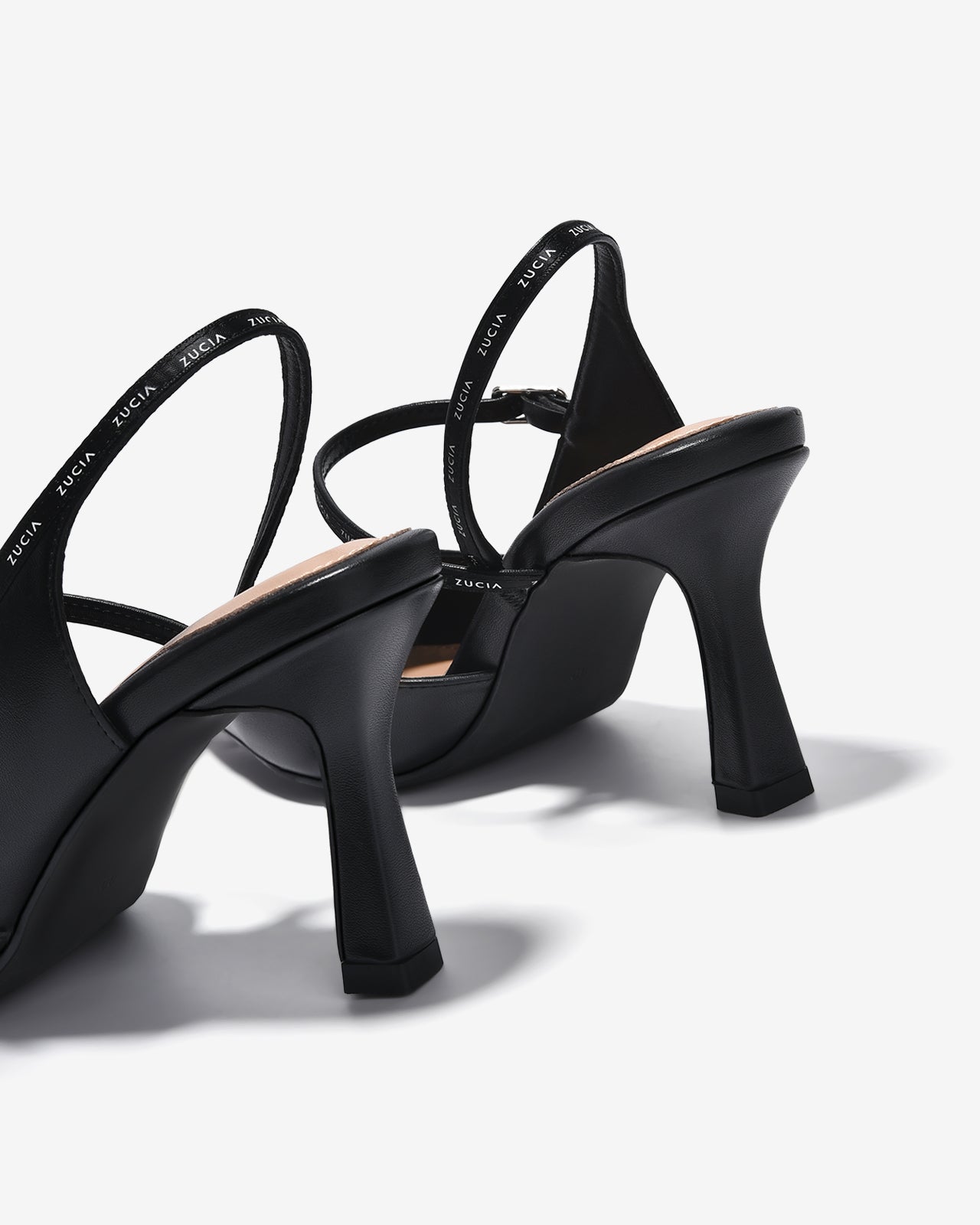 Giày Cao Gót Slingback Zucia Viền Quai In Chữ-GTHA4-Đen Color1