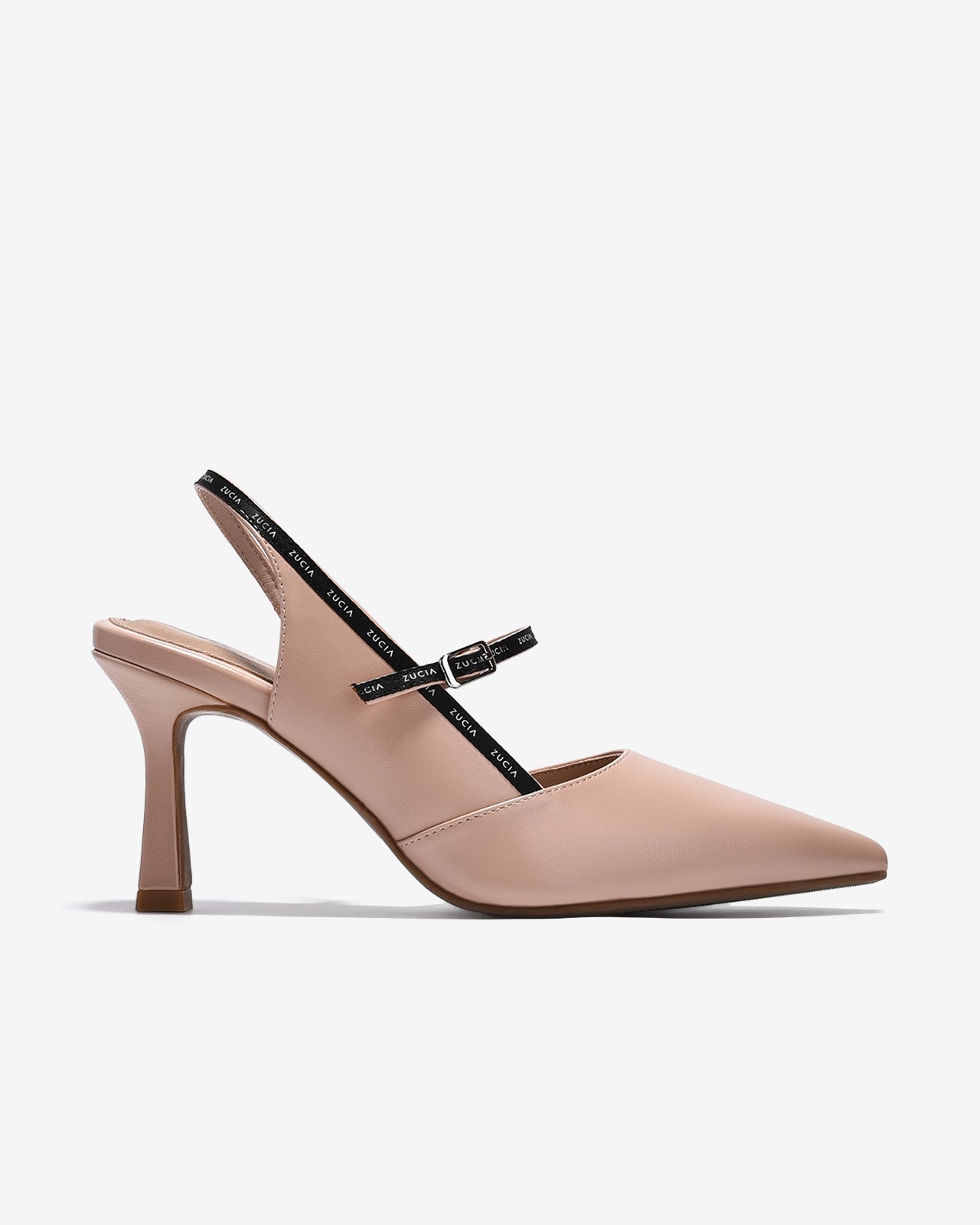 Giày Cao Gót Slingback Zucia Viền Quai In Chữ-GTHA4-Hồng Color2First