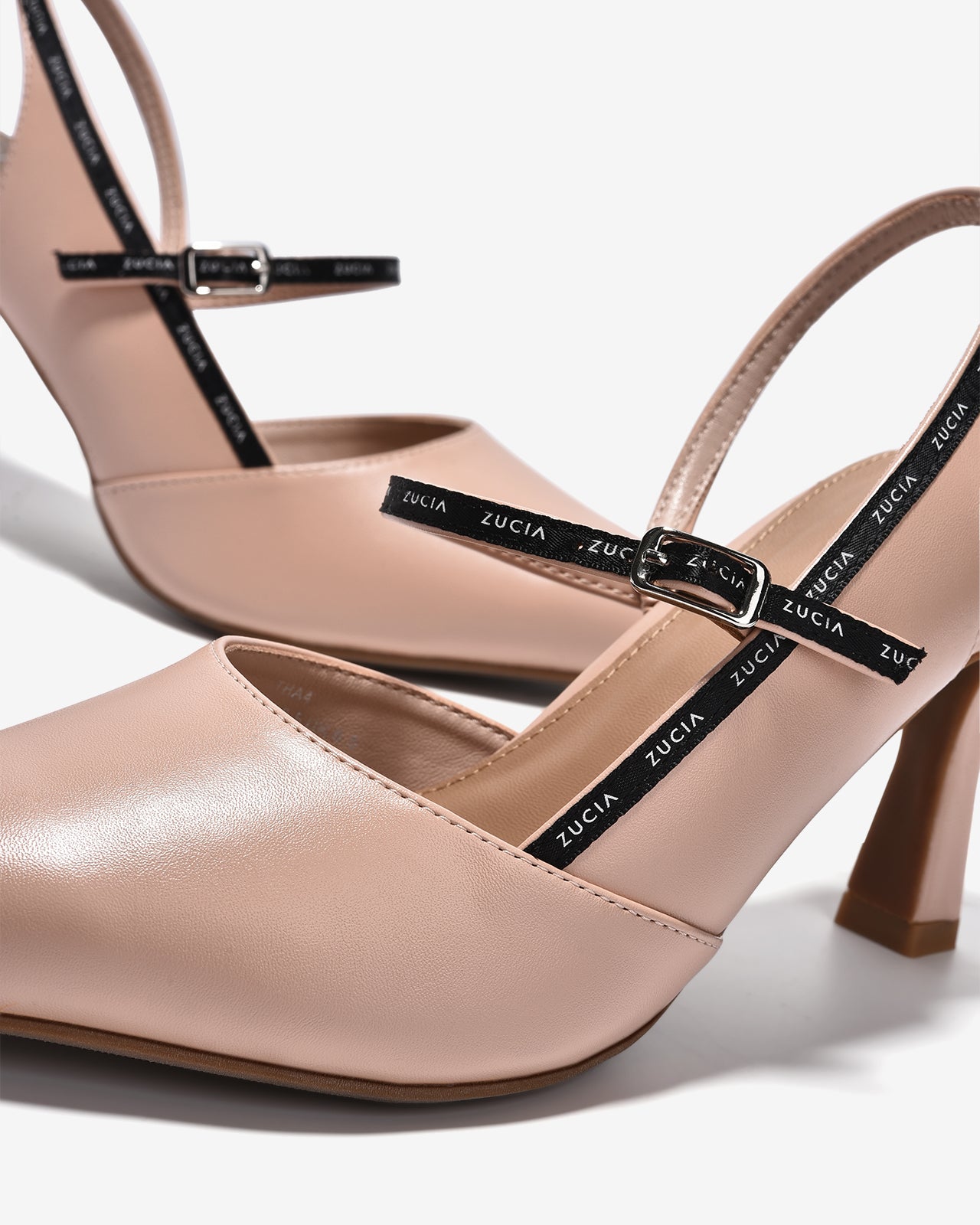 Giày Cao Gót Slingback Zucia Viền Quai In Chữ-GTHA4-Hồng Color2