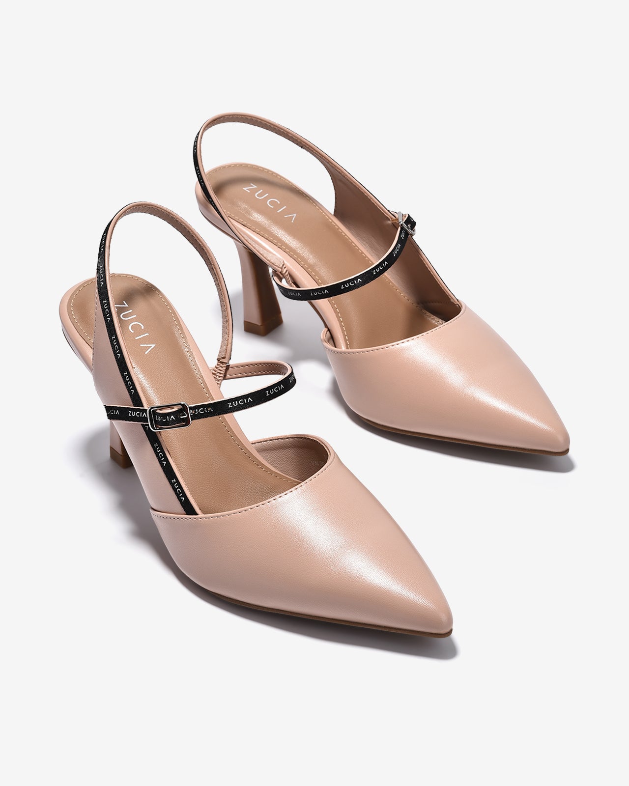 Giày Cao Gót Slingback Zucia Viền Quai In Chữ-GTHA4-Hồng Color1