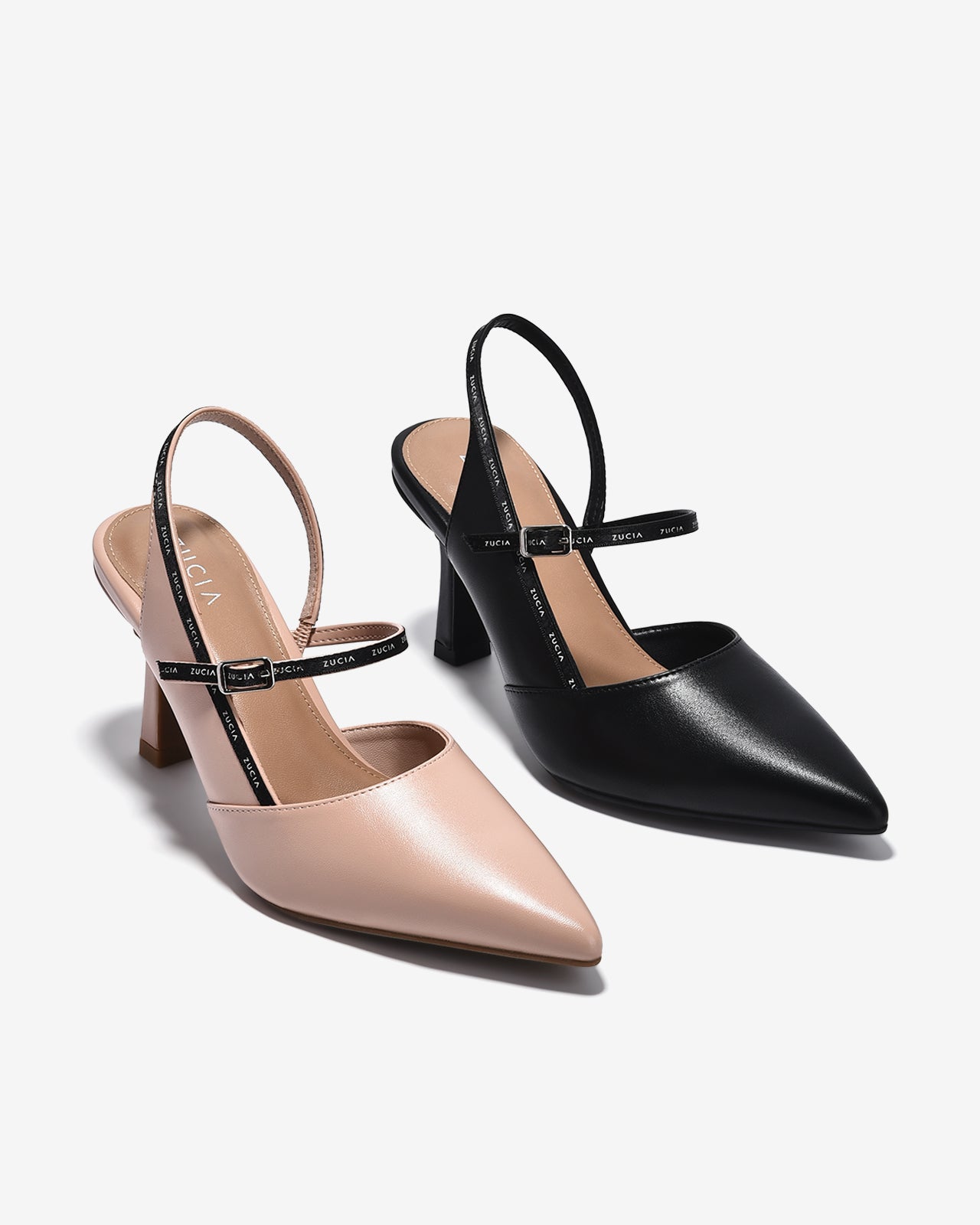 Giày Cao Gót Slingback Zucia Viền Quai In Chữ-GTHA4-Hồng Color1