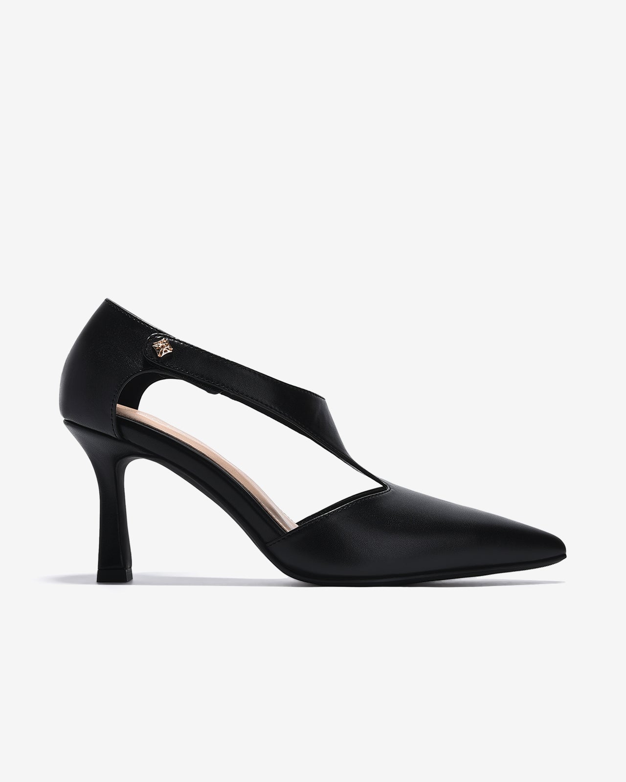 Giày Cao Gót Zucia Mũi Nhọn Quai Dán Cách Điệu-GTHA7-Đen Color2First