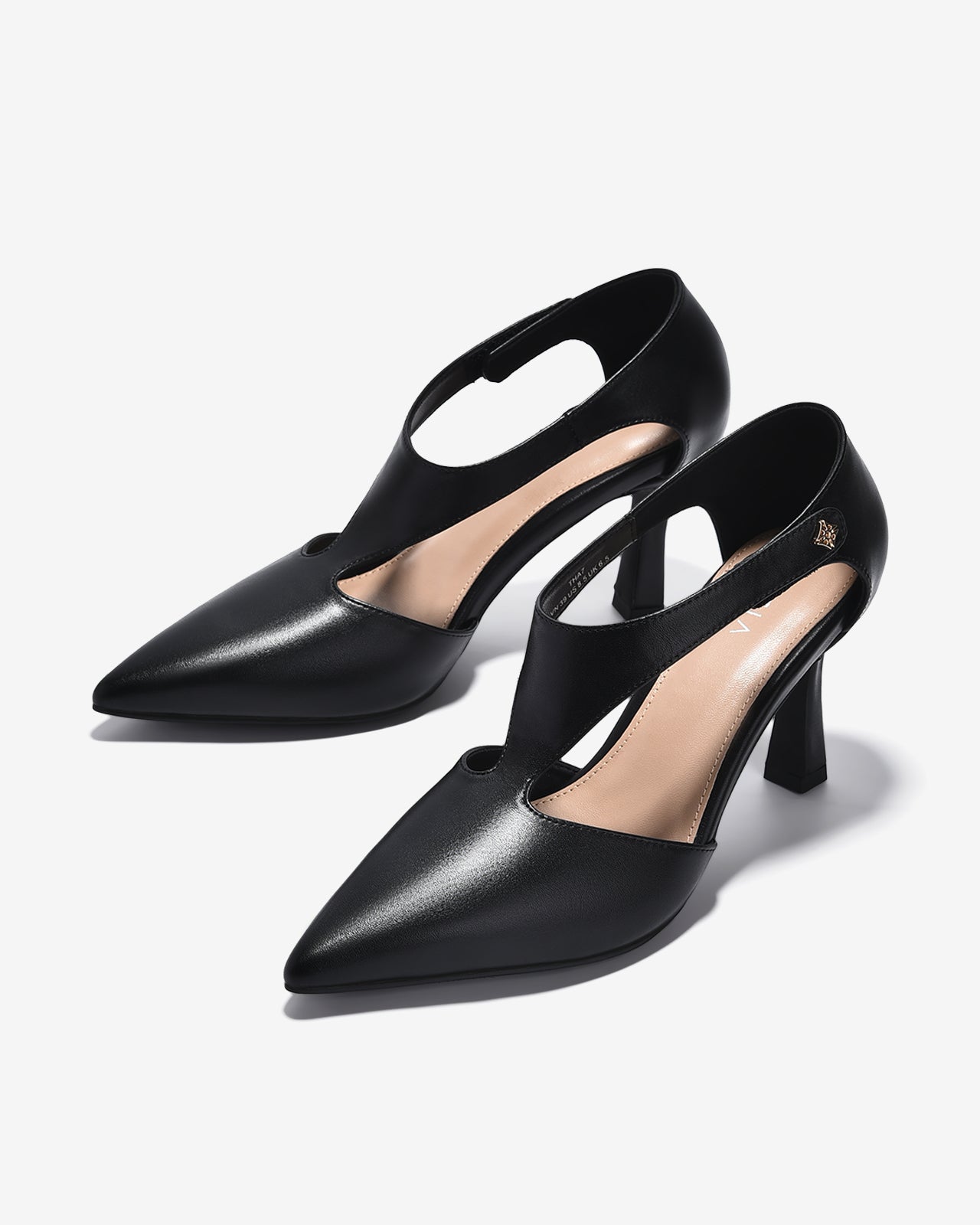 Giày Cao Gót Zucia Mũi Nhọn Quai Dán Cách Điệu-GTHA7-Đen Color1