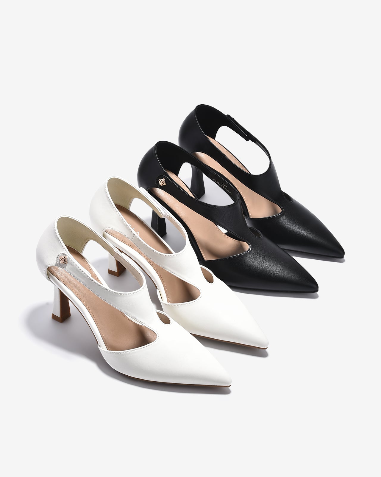 Giày Cao Gót Zucia Mũi Nhọn Quai Dán Cách Điệu-GTHA7-Đen Color2