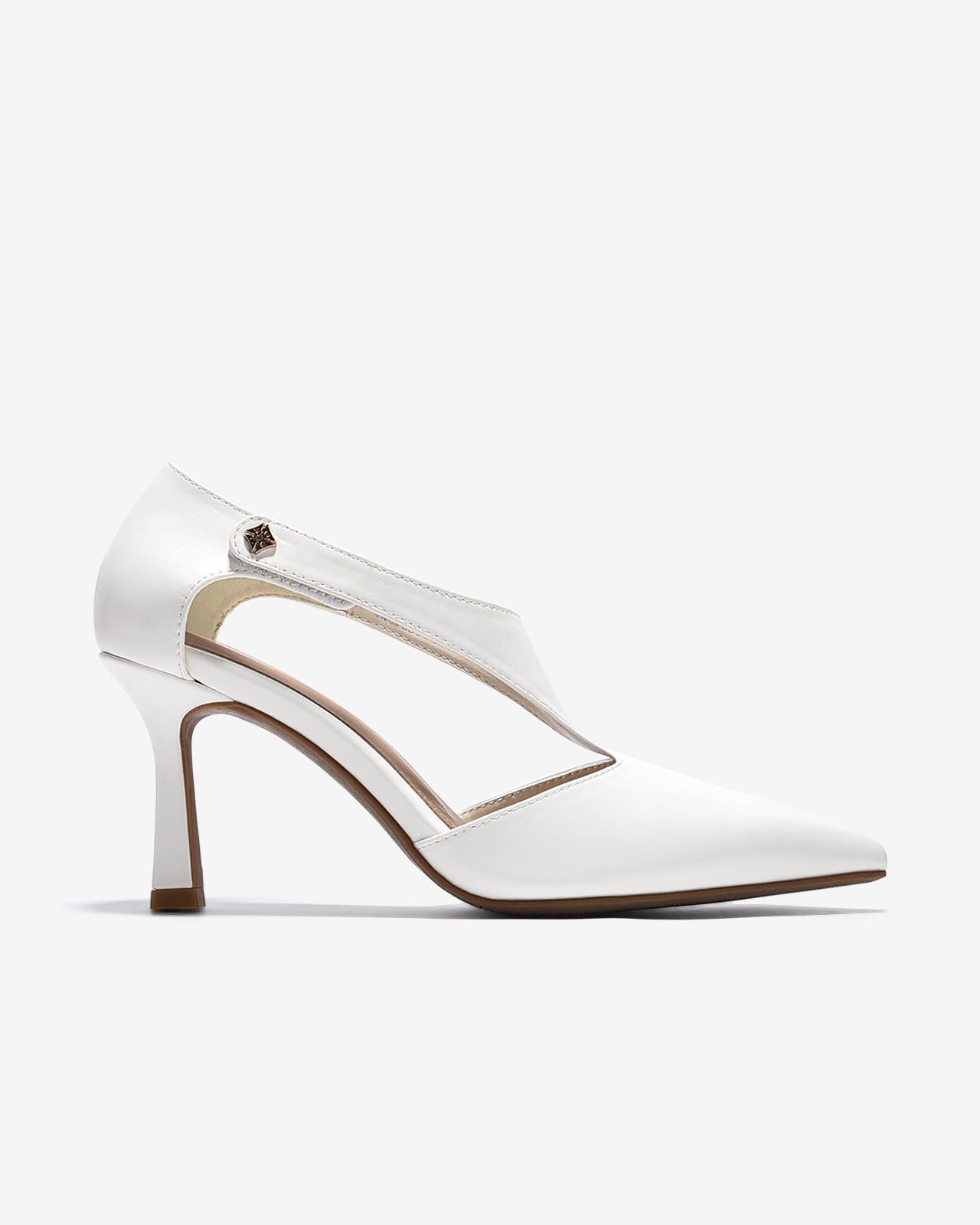 Giày Cao Gót Zucia Mũi Nhọn Quai Dán Cách Điệu-GTHA7-Trắng Color1First