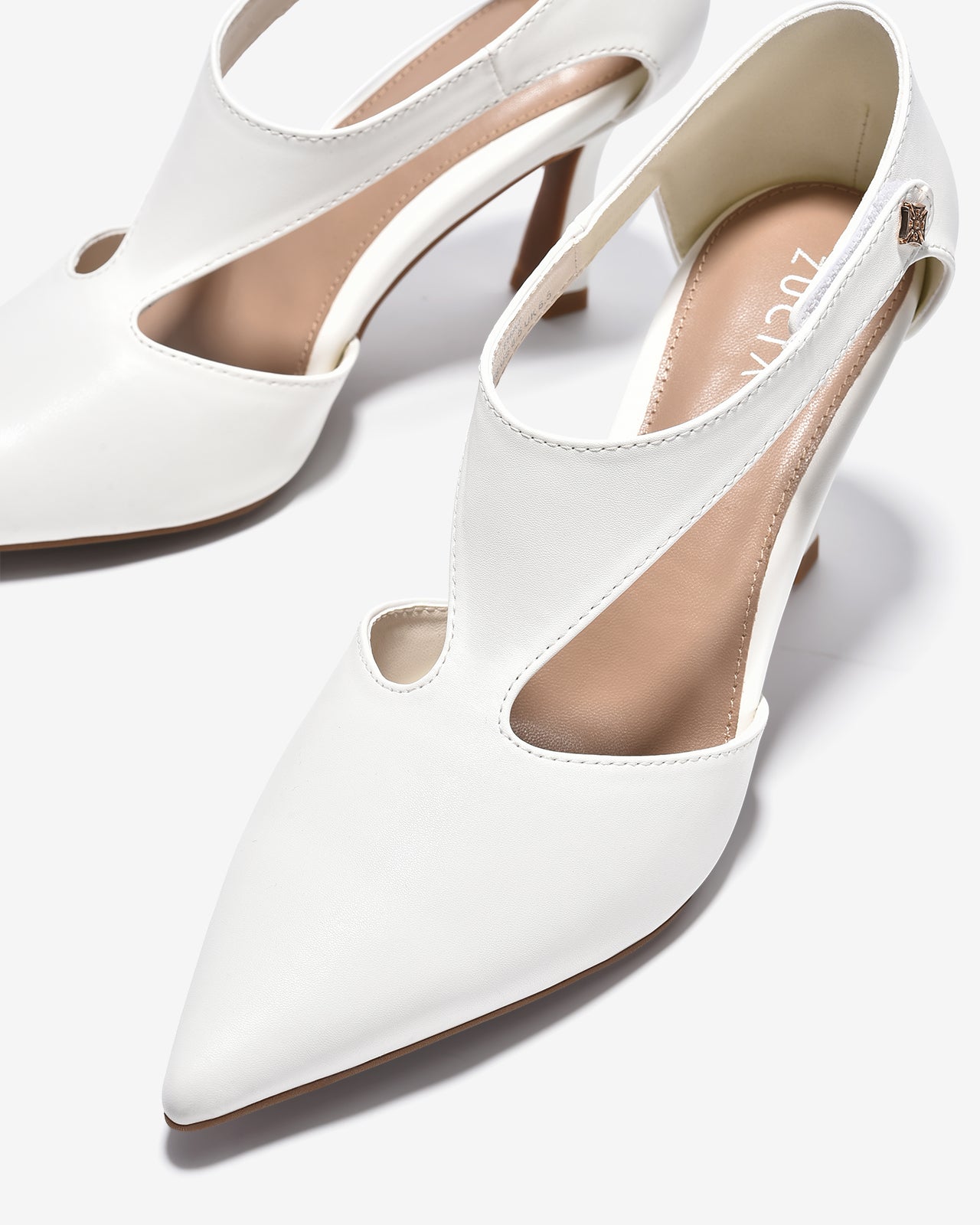Giày Cao Gót Zucia Mũi Nhọn Quai Dán Cách Điệu-GTHA7-Trắng Color2