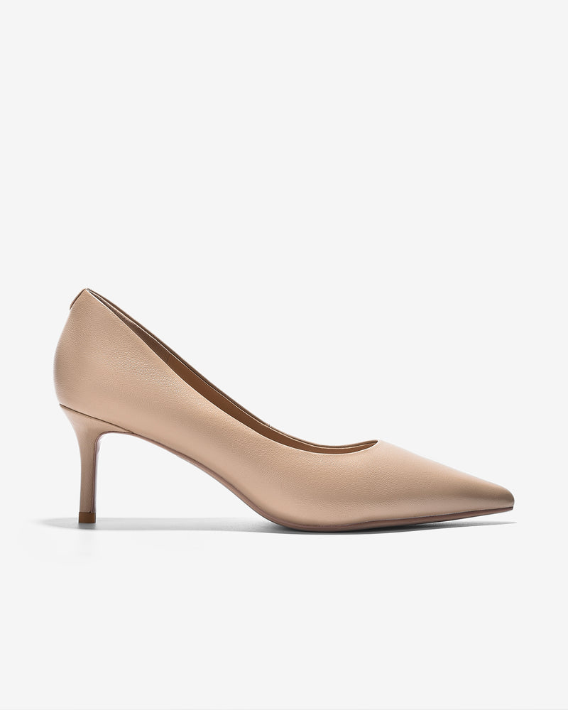 Giày Cao Gót Zuciani Pump Da Mờ Cổ Điển-GCL07-Kem Color2First