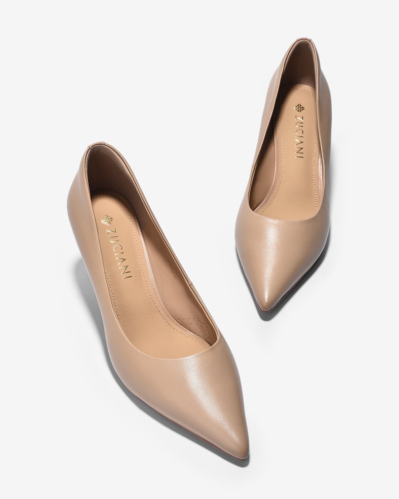 Giày Cao Gót Zuciani Pump Da Mờ Cổ Điển-GCL07-Kem Color2