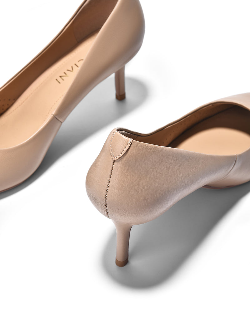 Giày Cao Gót Zuciani Pump Da Mờ Cổ Điển-GCL07-Kem Color2