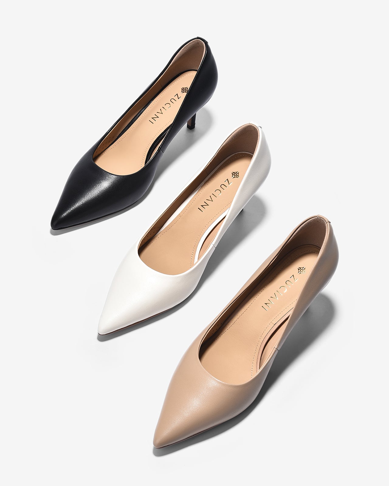 Giày Cao Gót Zuciani Pump Da Mờ Cổ Điển-GCL07-Kem Color2