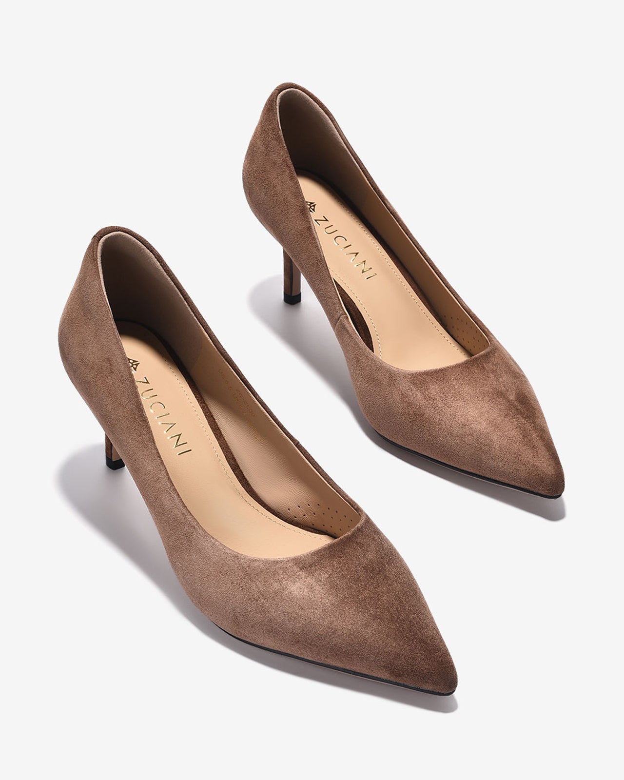 Giày Cao Gót Zuciani Đế Nhọn Da Phối-GCL09-Nâu Color1