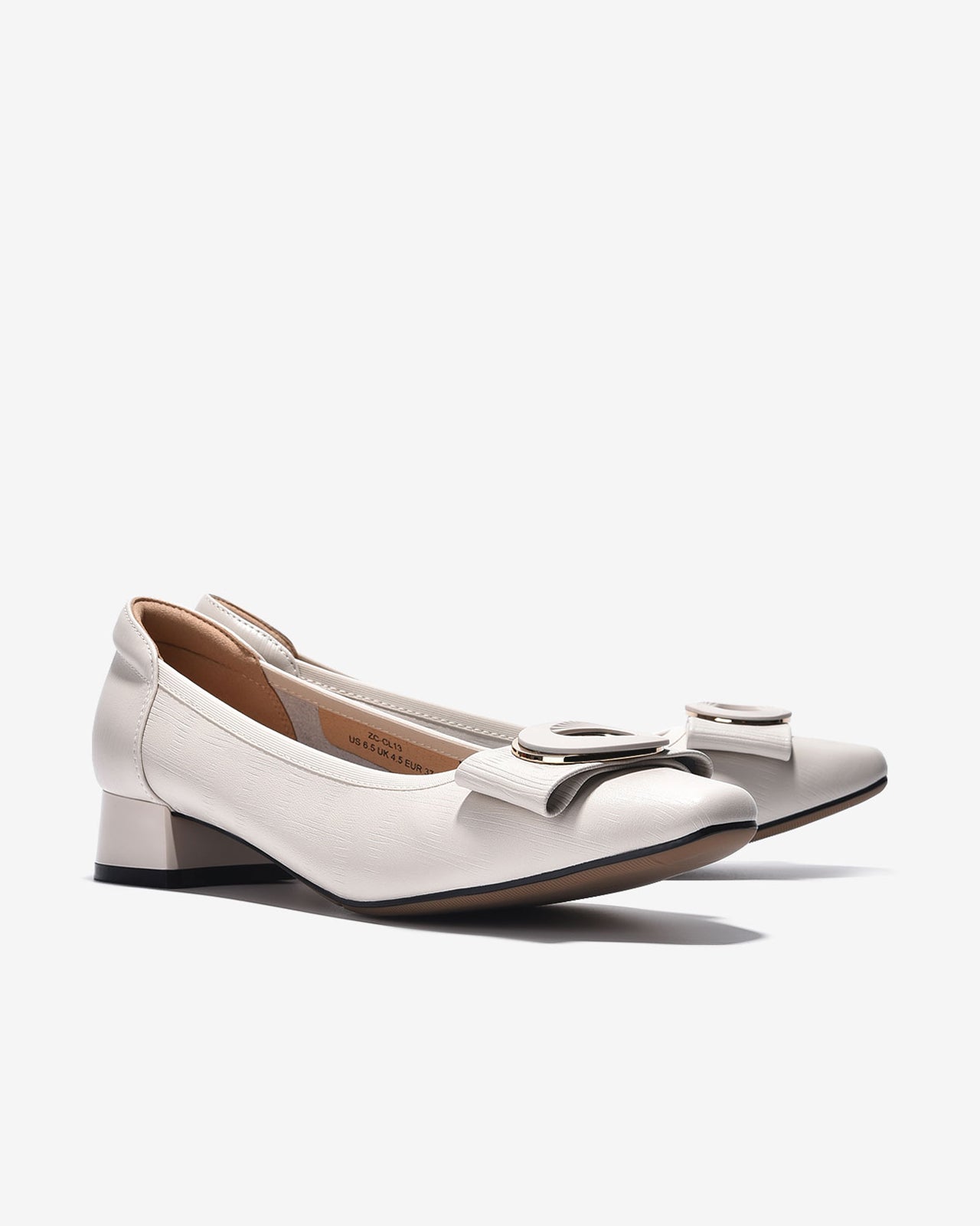 Giày Cao Gót Zuciani Da Vân-GCL13-Trắng Color2