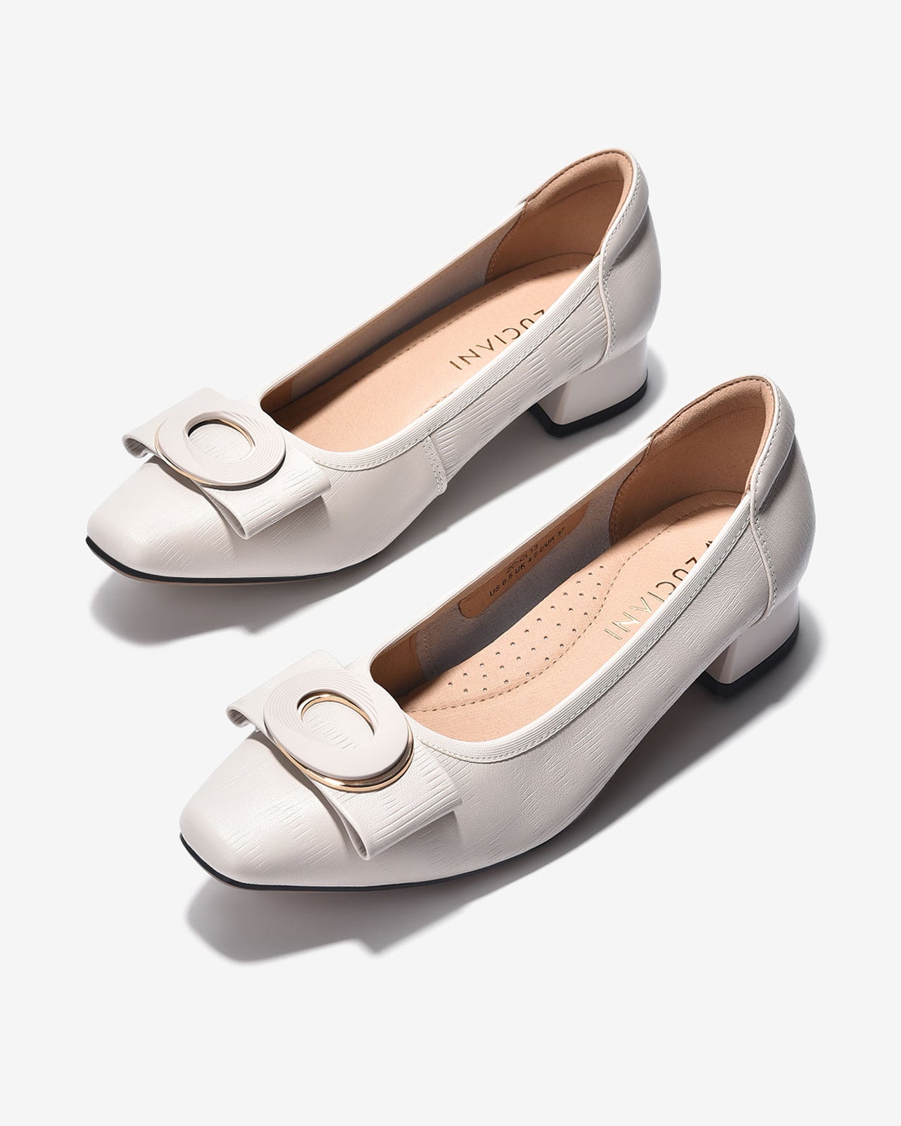 Giày Cao Gót Zuciani Da Vân-GCL13-Trắng Color2