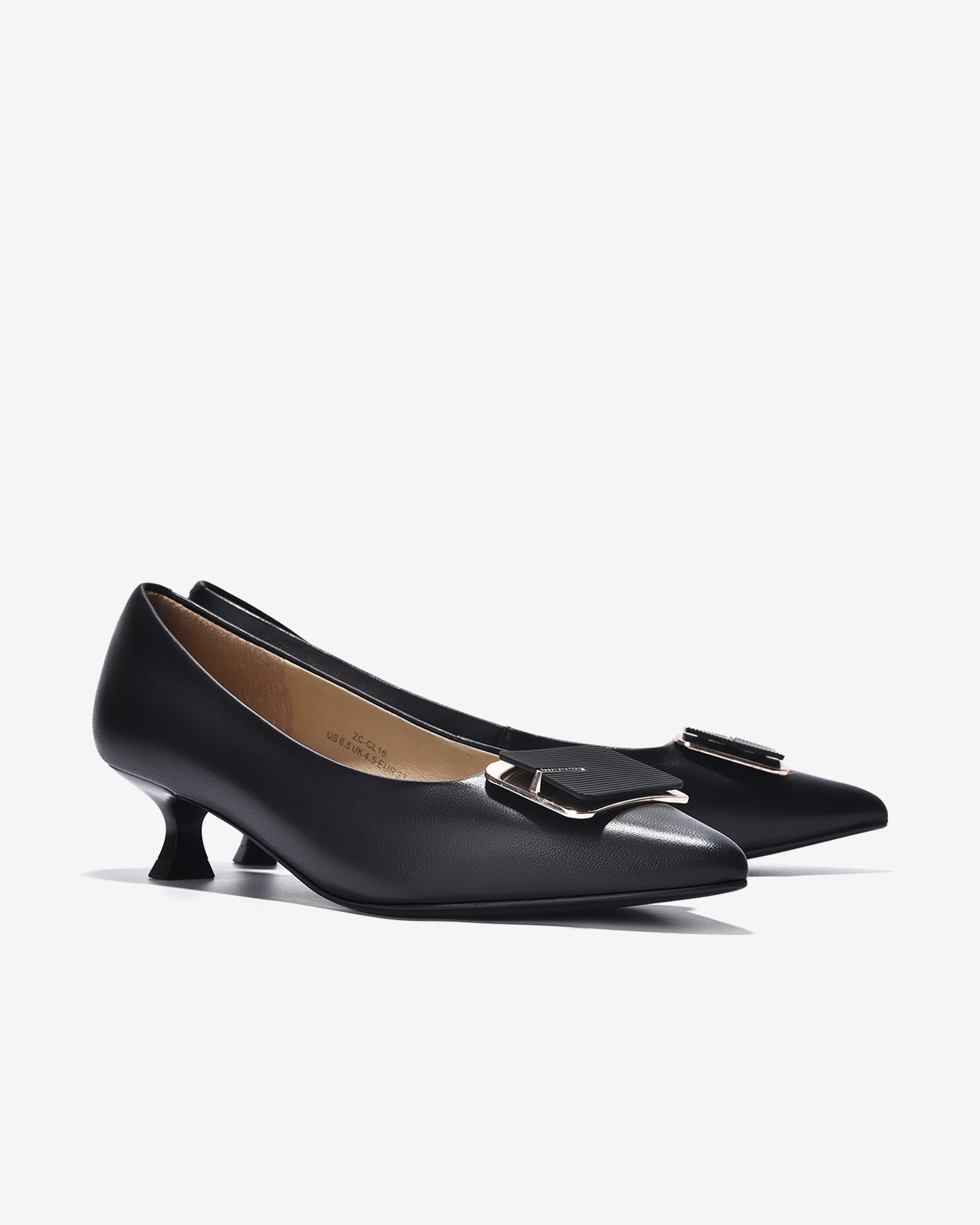 Giày Cao Gót Zuciani Mũi Nhọn Khóa Viền-GCL16-Đen Color1