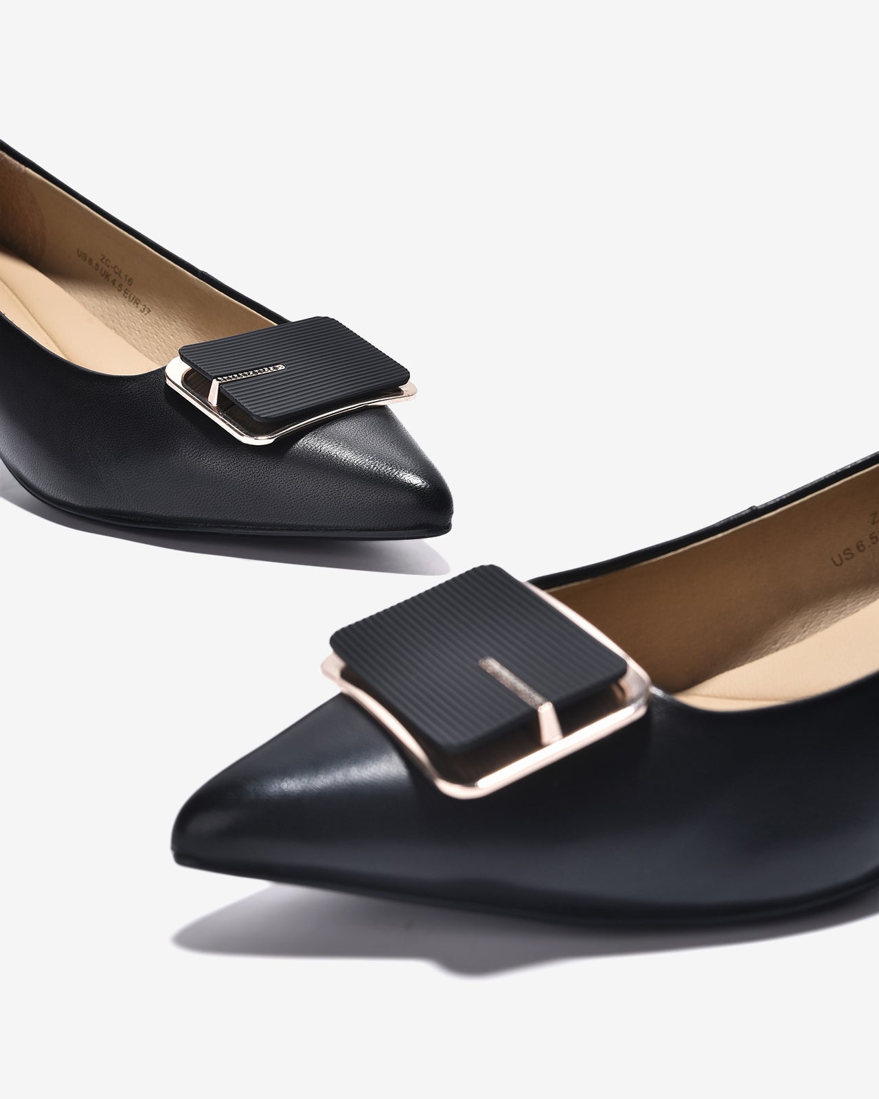 Giày Cao Gót Zuciani Mũi Nhọn Khóa Viền-GCL16-Đen Color2