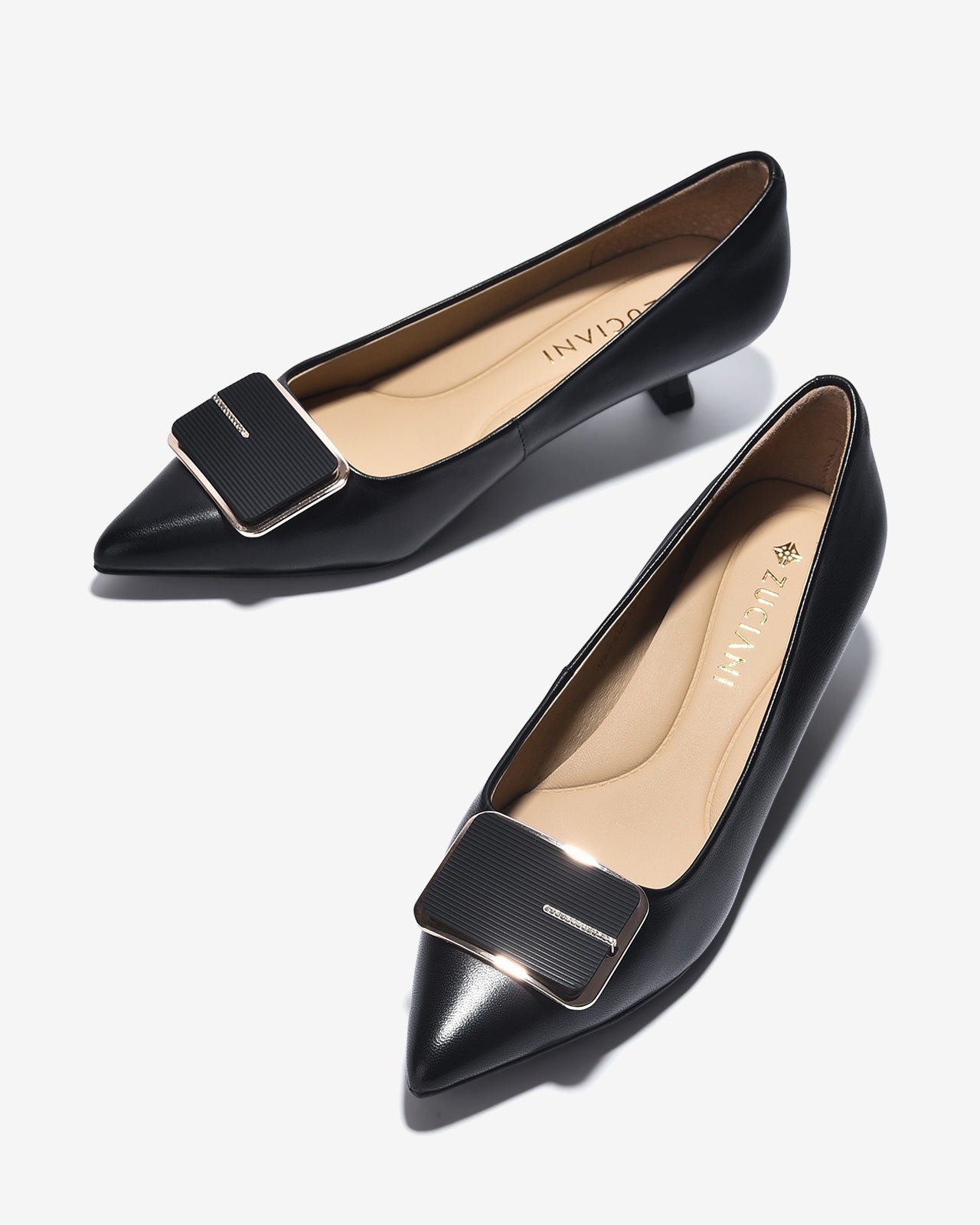 Giày Cao Gót Zuciani Mũi Nhọn Khóa Viền-GCL16-Đen Color1