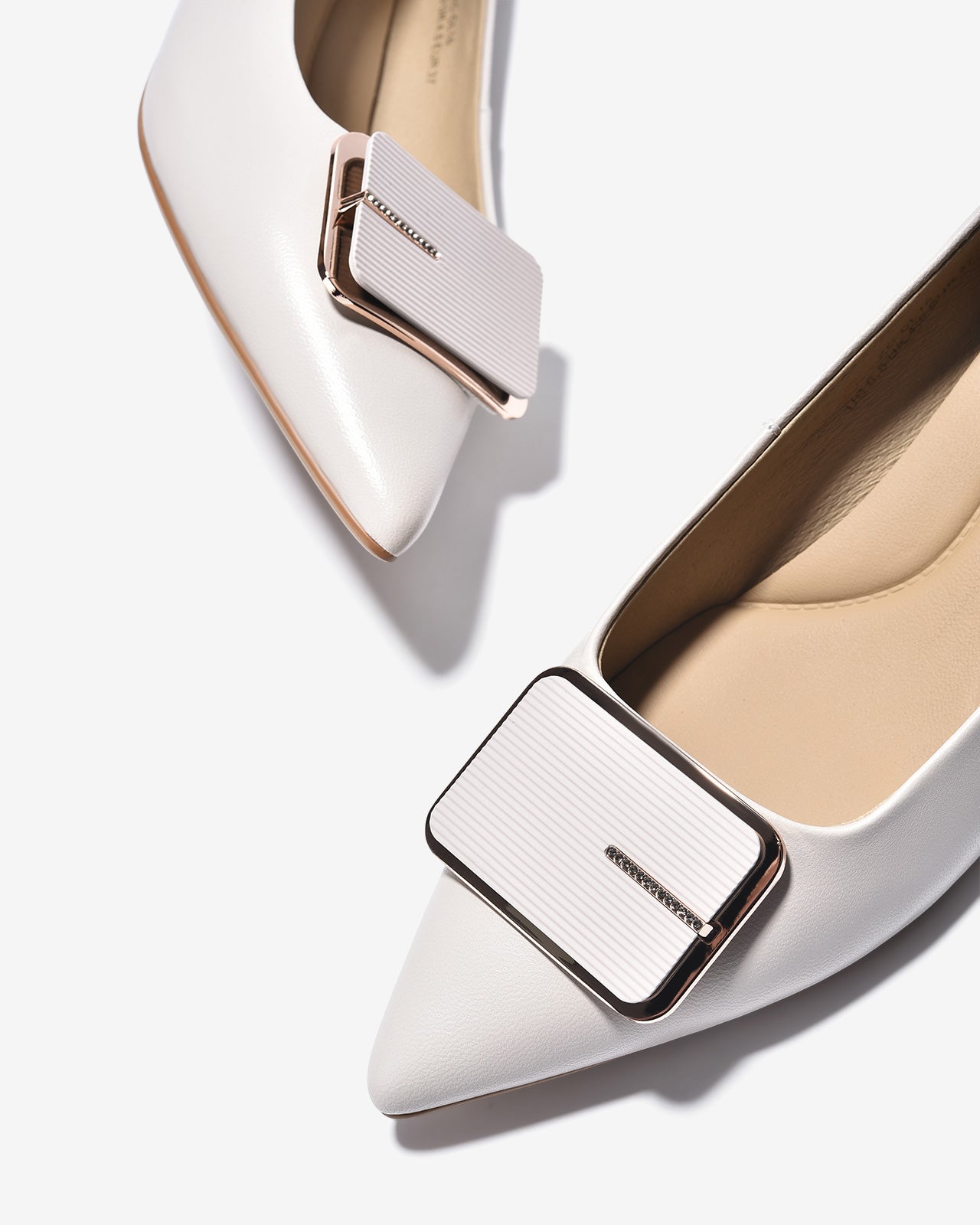 Giày Cao Gót Zuciani Mũi Nhọn Khóa Viền-GCL16-Trắng Color2