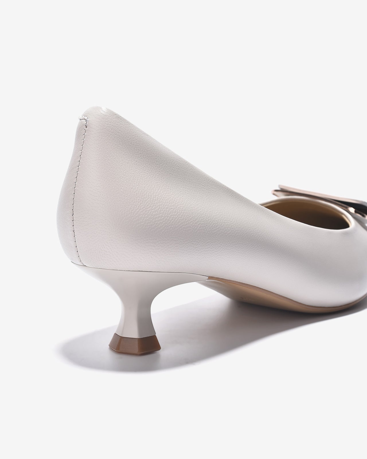 Giày Cao Gót Zuciani Mũi Nhọn Khóa Viền-GCL16-Trắng Color2