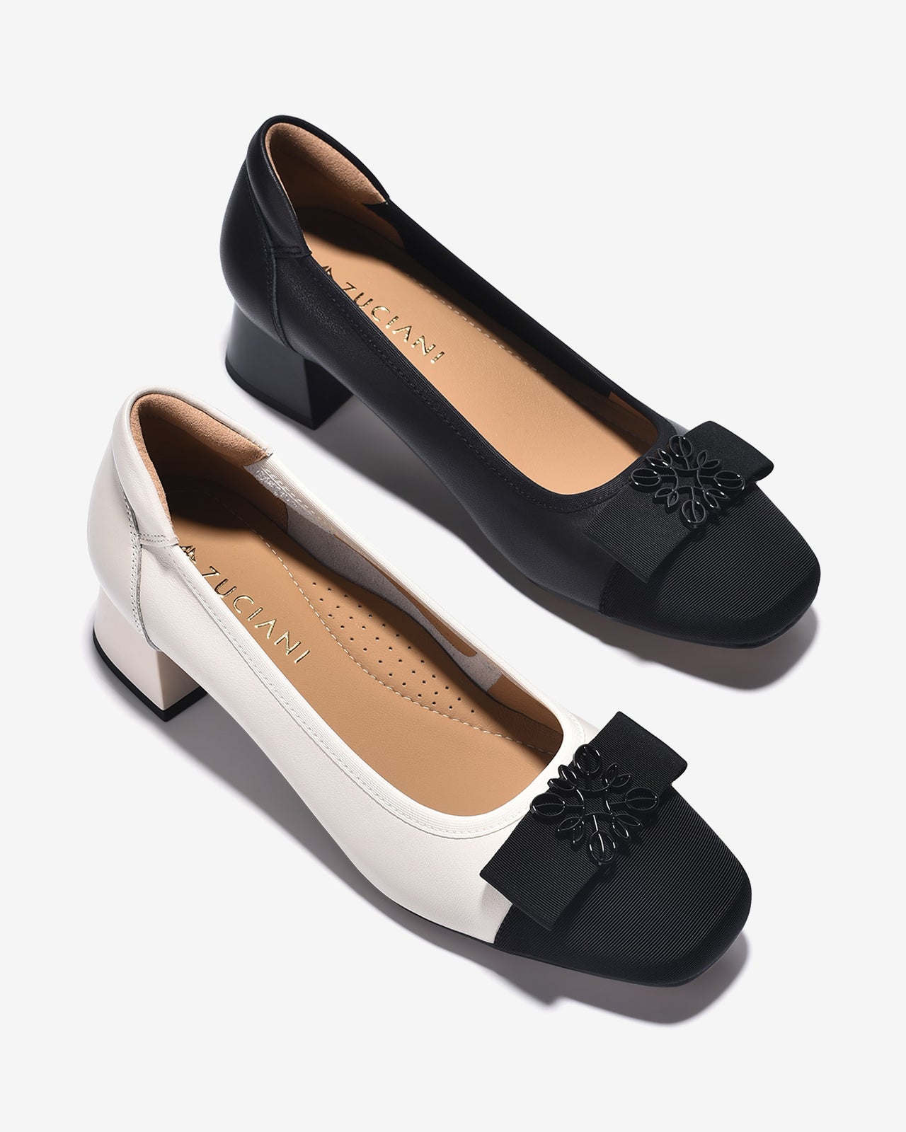 Giày Cao Gót Zuciani Da Phối Hoa Bông Tuyết-GCL18-Kem Color2