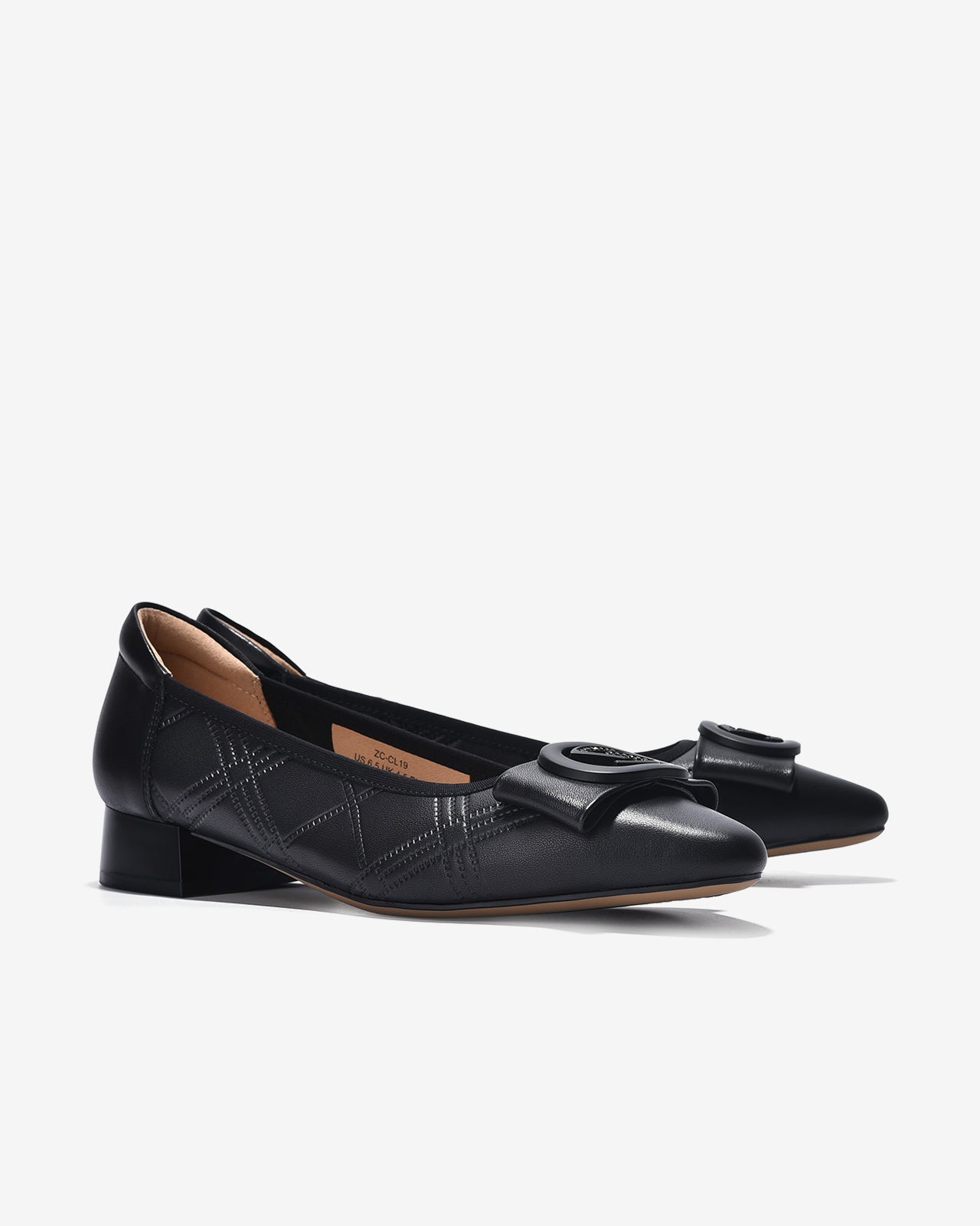 Giày Cao Gót Zuciani Dập Vân Hình Thoi-GCL19-Đen Color1