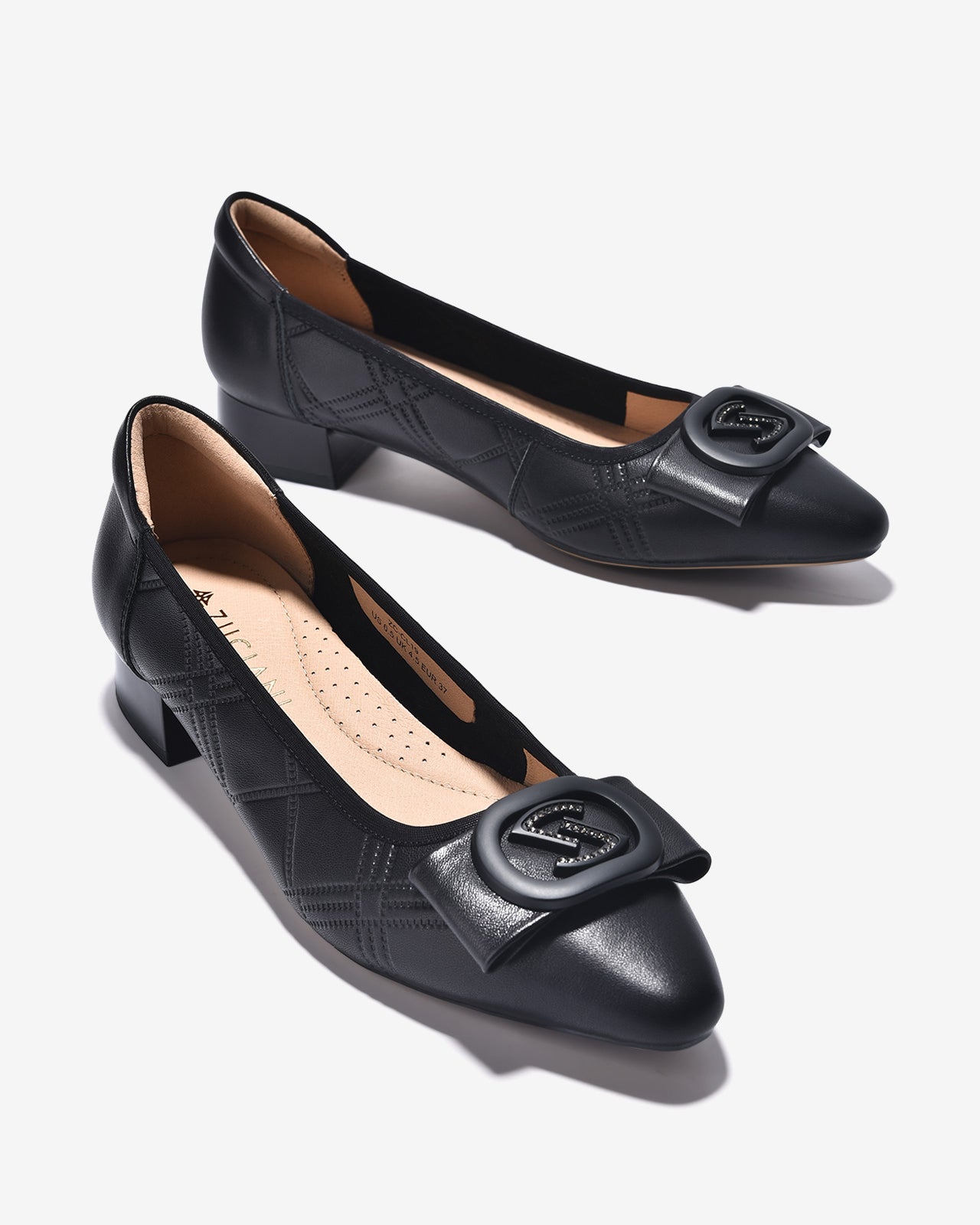 Giày Cao Gót Zuciani Dập Vân Hình Thoi-GCL19-Đen Color1