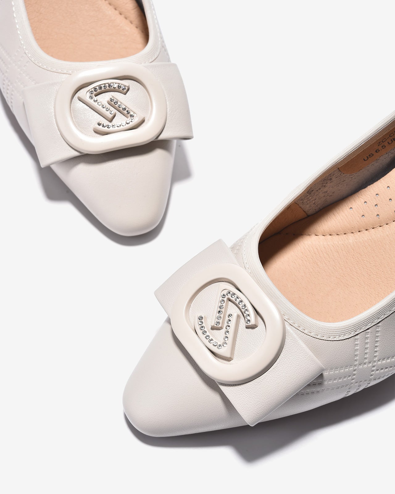 Giày Cao Gót Zuciani Dập Vân Hình Thoi-GCL19-Trắng Color1