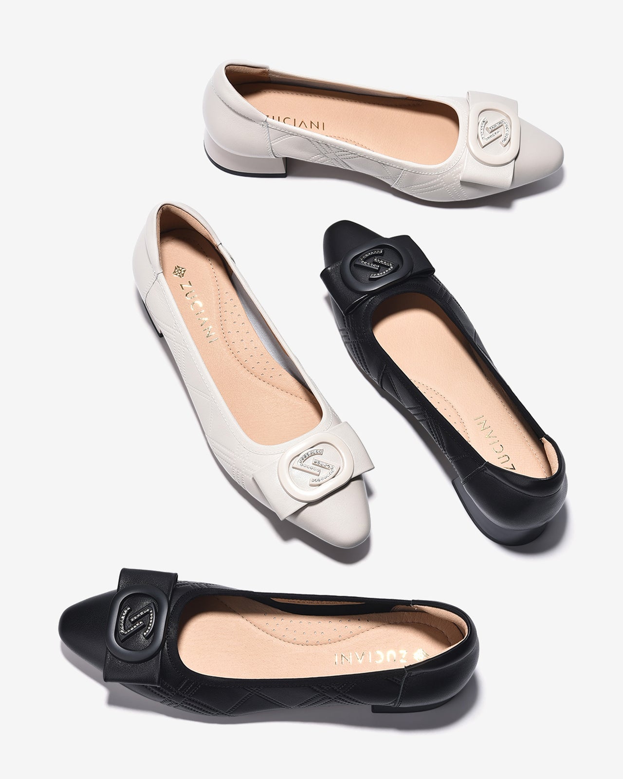 Giày Cao Gót Zuciani Dập Vân Hình Thoi-GCL19-Trắng Color2